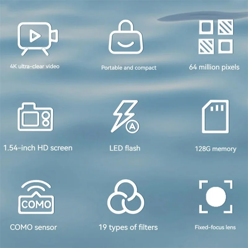 HJD-02 Kids Students Mini Digital Camera Portable Travel 4K 64MP Pocket Camcorder - Black