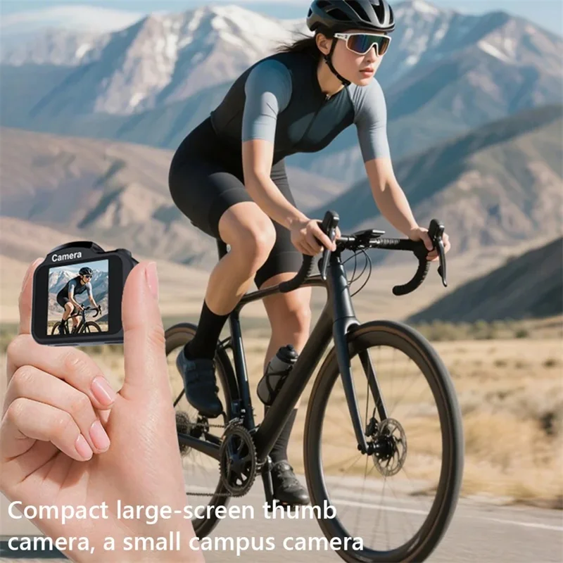 HJD-02 Kids Students Mini Digital Camera Portable Travel 4K 64MP Pocket Camcorder - Black