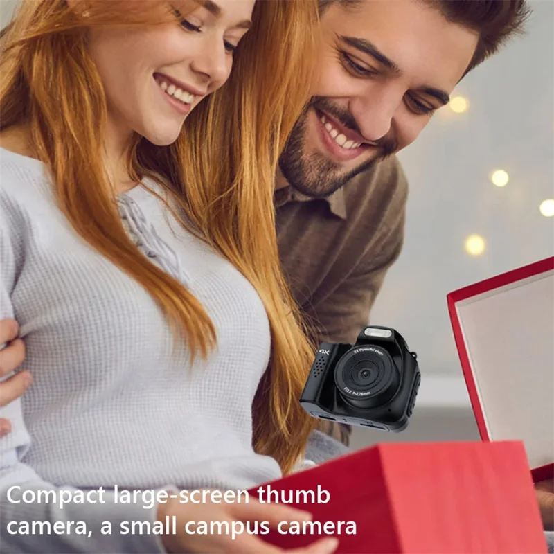 HJD-02 Kids Students Mini Digital Camera Portable Travel 4K 64MP Pocket Camcorder - Black