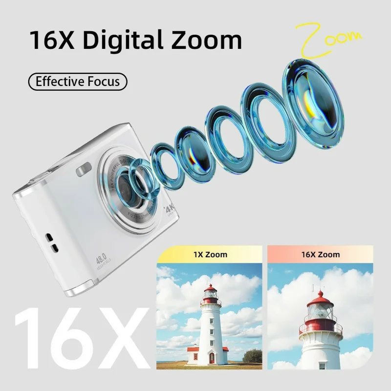 DC306L-AF Dual Lens HD Digitalkamera mit Autofokus, 16-fach Zoom, Vlogging-Kamera für Teenager, mit 32GB Karte - Schwarz
