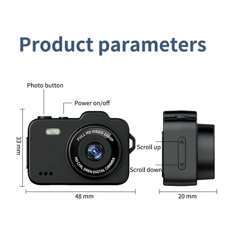 M8 Thumb Camera 0.96 Inch Screen LED Flash Night Vision Portable Mini HD Photo Video Recorder - Black