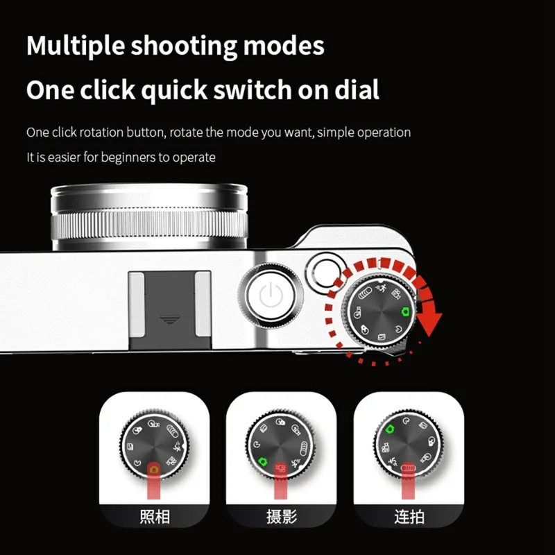 M22 2.8 Inch IPS Screen Portable Digital Camera HD Photo Capture 16X Zoom Retro 4K Video Recorder, with 32GB Card + Card Reader