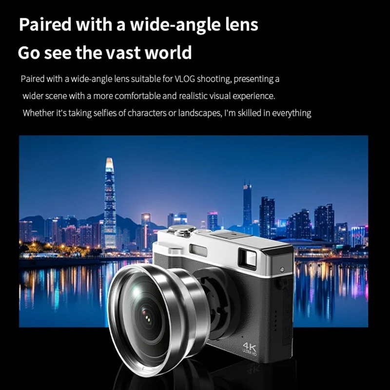 M22 2.8 Inch IPS Screen Portable Digital Camera HD Photo Capture 16X Zoom Retro 4K Video Recorder, with 32GB Card + Card Reader