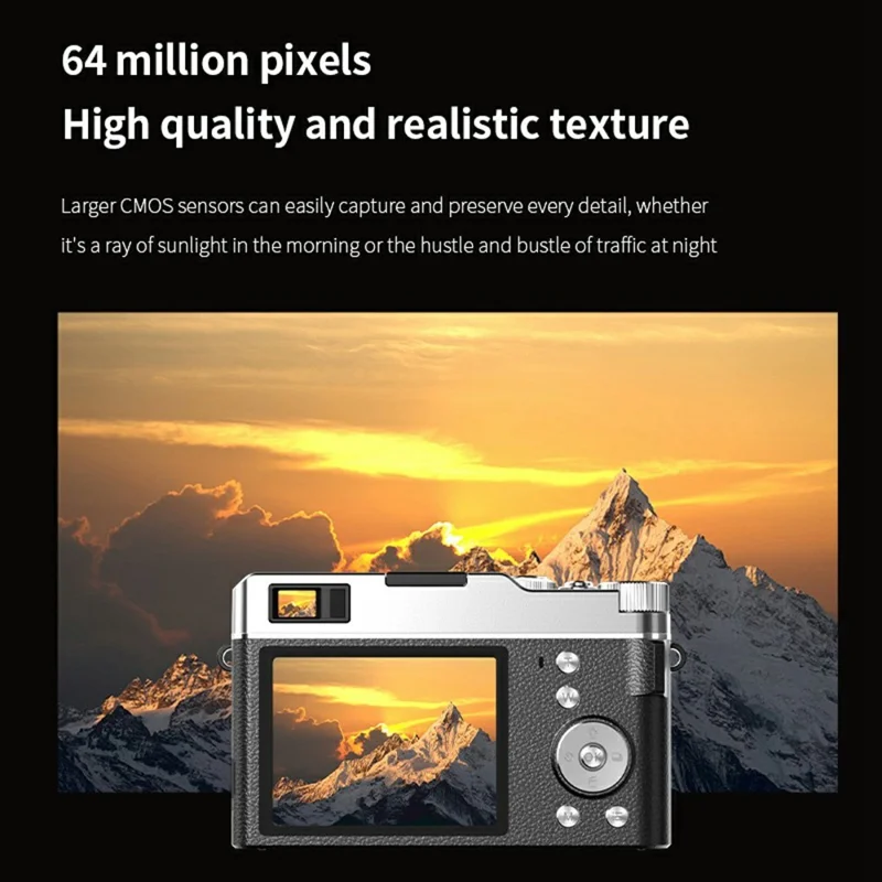 M22 2.8 Inch IPS Screen Portable Digital Camera HD Photo Capture 16X Zoom Retro 4K Video Recorder, with 32GB Card + Card Reader