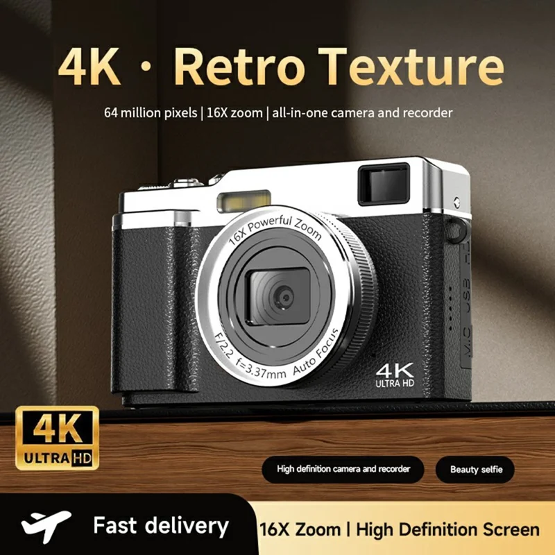 M22 2.8 Inch IPS Screen Portable Digital Camera HD Photo Capture 16X Zoom Retro 4K Video Recorder