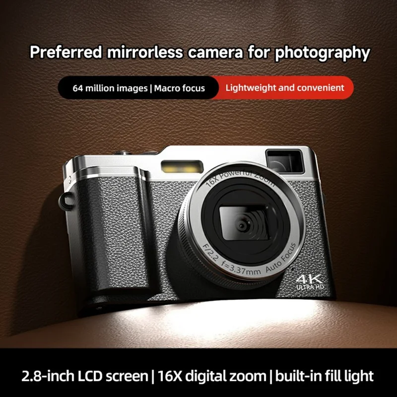 M22 2.8 Inch IPS Screen Portable Digital Camera HD Photo Capture 16X Zoom Retro 4K Video Recorder