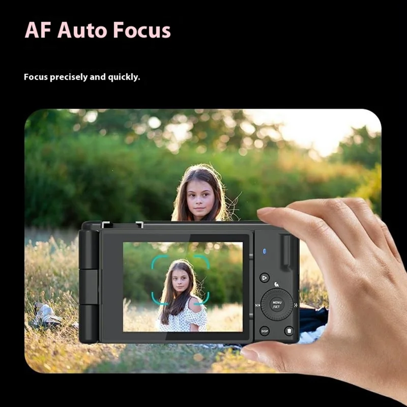 FC003C 2.8 Inch IPS 270 Degree Flip Screen Digital Camera with LED Flash 18X Digital Zoom 5K HD Video Recorder - Black