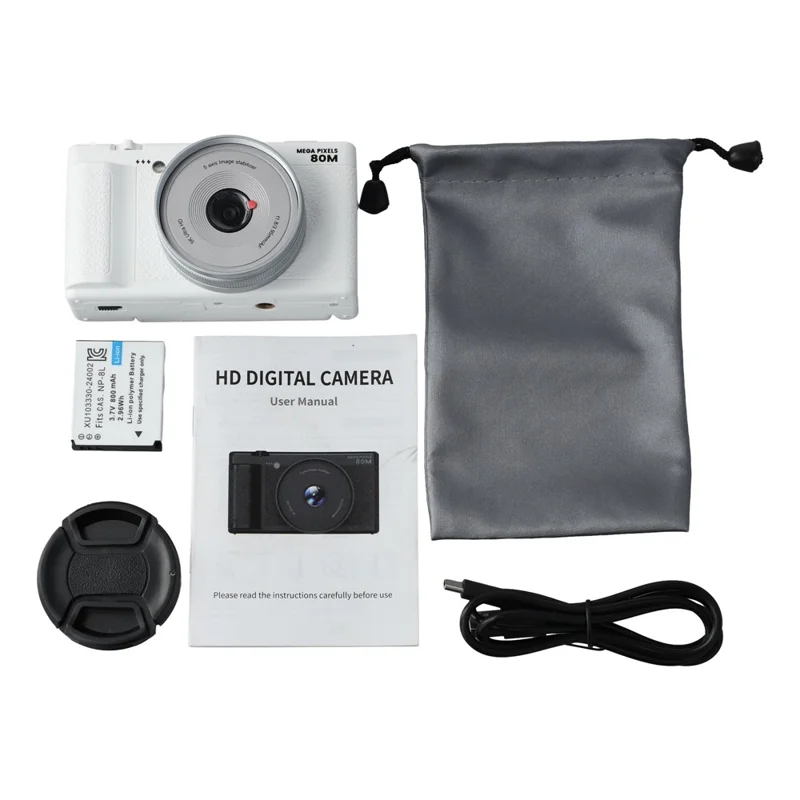 FC003C 2.8 Inch IPS 270 Degree Flip Screen Digital Camera with LED Flash 18X Digital Zoom 5K HD Video Recorder - Black