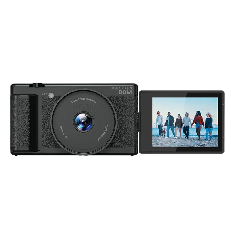 FC003C 2.8 Inch IPS 270 Degree Flip Screen Digital Camera with LED Flash 18X Digital Zoom 5K HD Video Recorder - Black