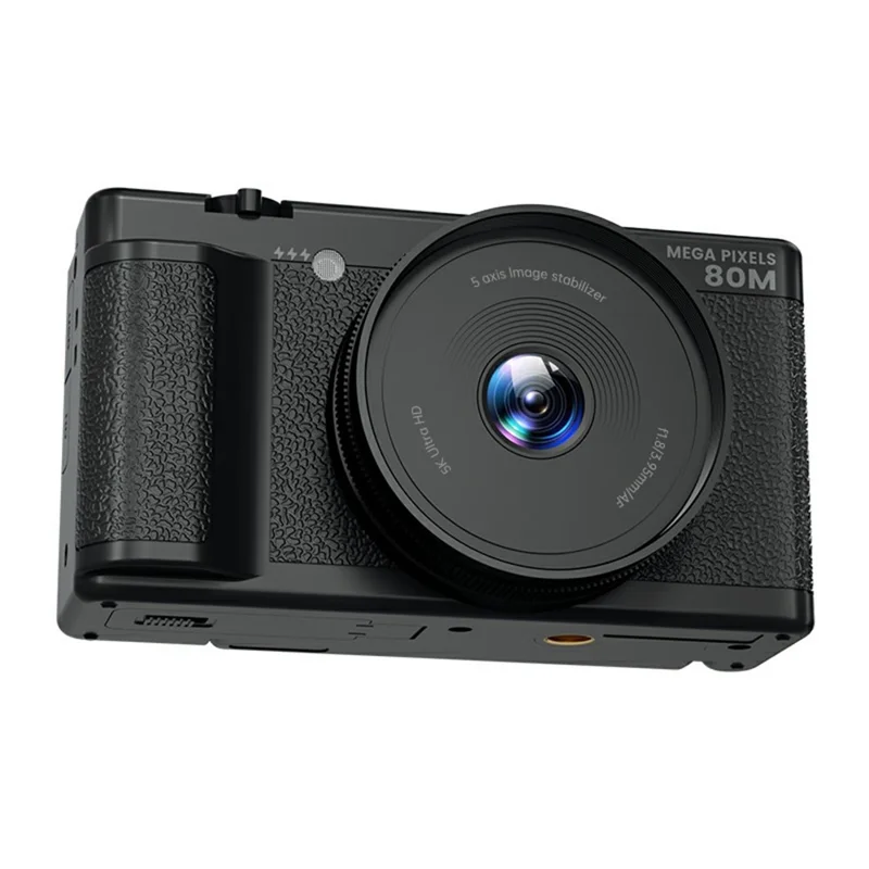 FC003C 2.8 Inch IPS 270 Degree Flip Screen Digital Camera with LED Flash 18X Digital Zoom 5K HD Video Recorder - Black
