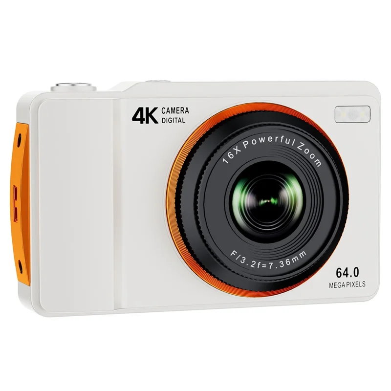 H14 2.4 Inch IPS Screen Retro Digital Camera 16x Zoom Portable Dual Lens CCD with LED Flash - White