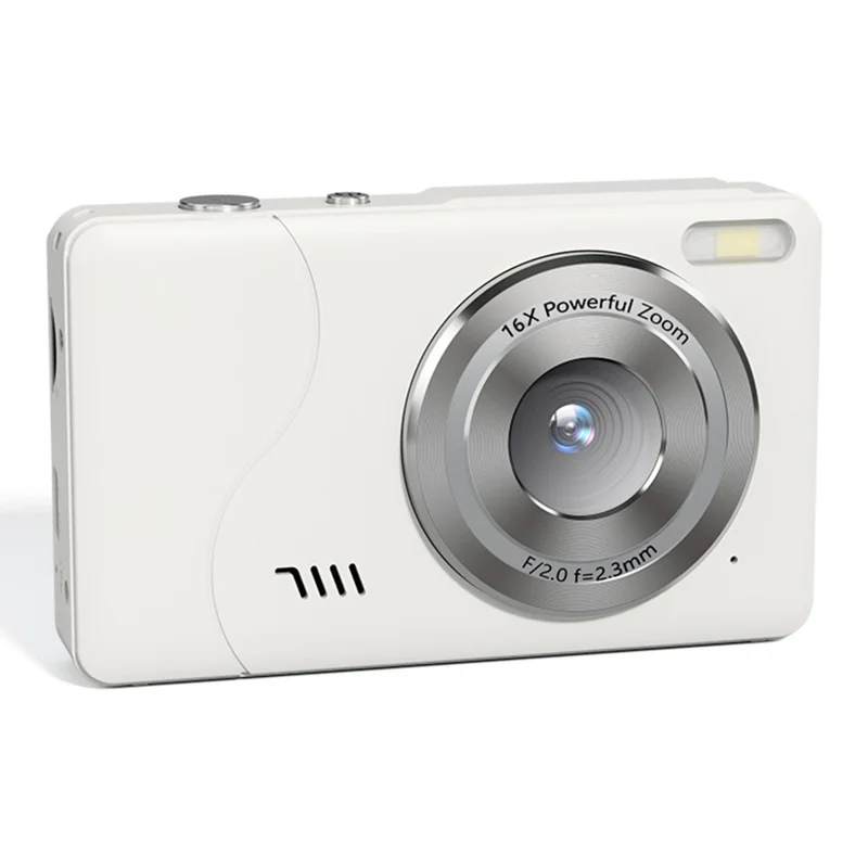 FC002S 2.4 Inch HD Screen Digital Camera 16x Digital Zoom Portable 1080P HD Video Recording CCD Built In LED Flash - White