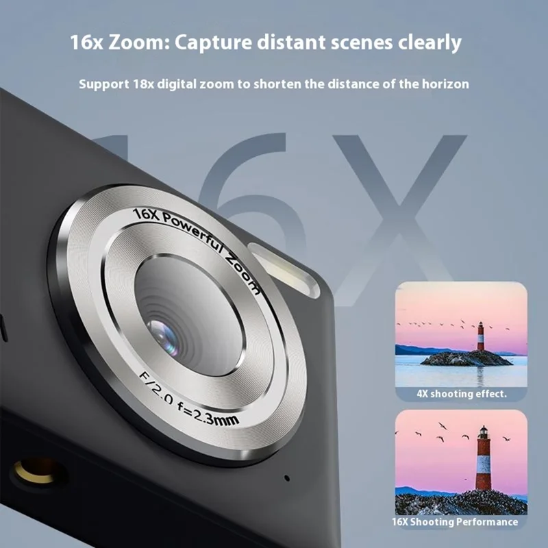 FC002S 2.4 Inch HD Screen Digital Camera 16x Digital Zoom Portable 1080P HD Video Recording CCD Built In LED Flash - White