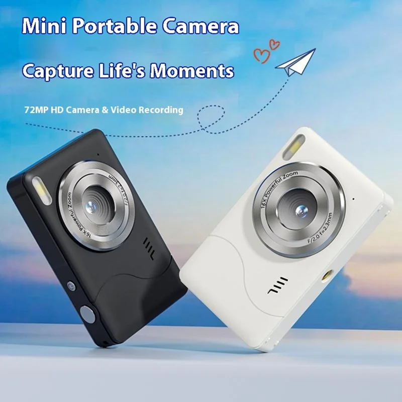 FC002S 2.4 Inch HD Screen Digital Camera 16x Digital Zoom Portable 1080P HD Video Recording CCD Built In LED Flash - White