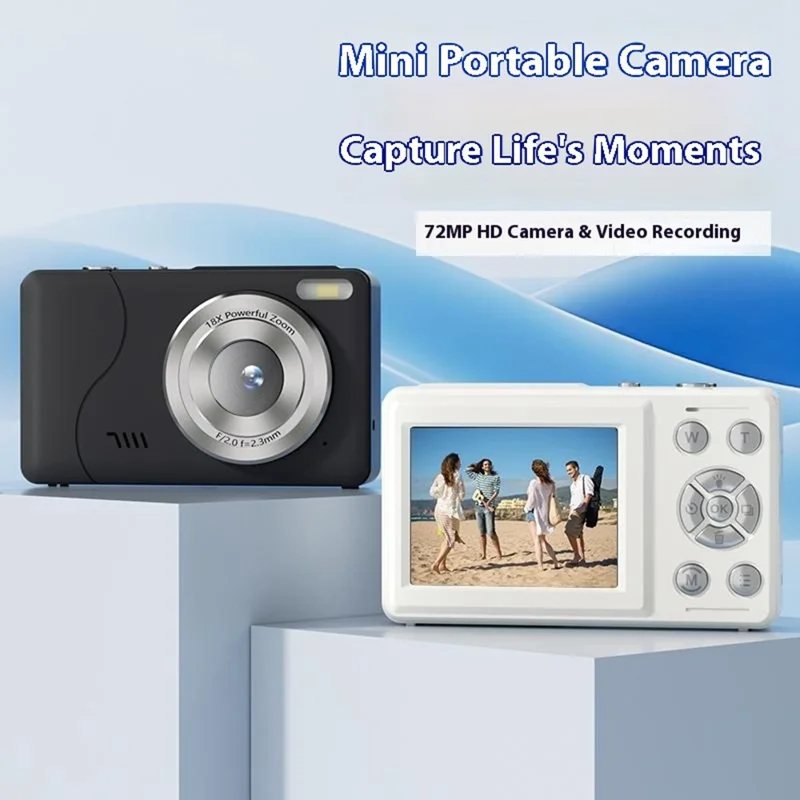 FC002S 2.4 Inch HD Screen Digital Camera 16x Digital Zoom Portable 1080P HD Video Recording CCD Built In LED Flash - White