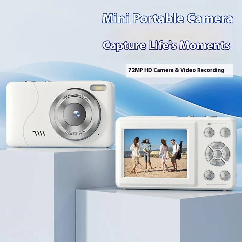 FC002S 2.4 Inch HD Screen Digital Camera 16x Digital Zoom Portable 1080P HD Video Recording CCD Built In LED Flash - White