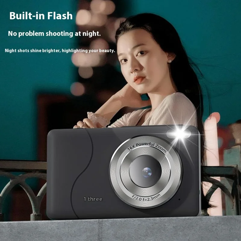 FC002S 2.4 Inch HD Screen Digital Camera 16x Digital Zoom Portable 1080P HD Video Recording CCD Built In LED Flash - White