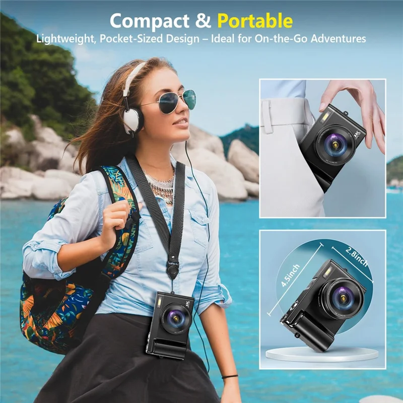 DC101 4K 64MP Video Camera 18X Digital Camcorder 3.0 inch Flip Screen Camcorder for Photography / Vlogging