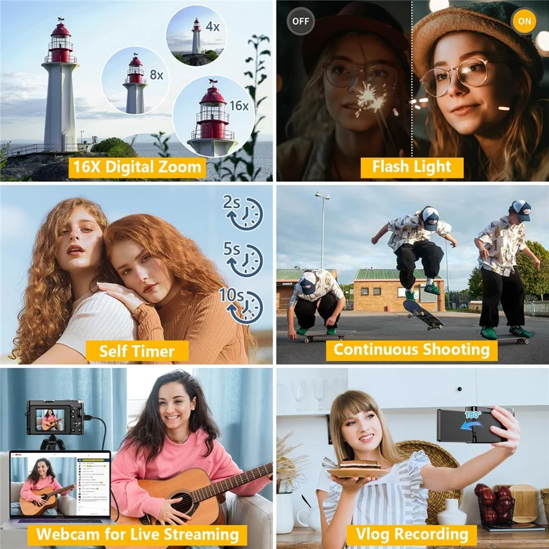 DC101 4K 64MP Video Camera 18X Digital Camcorder 3.0 inch Flip Screen Camcorder for Photography / Vlogging