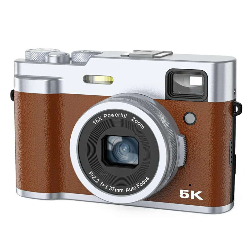 DC203 Digital Camera Dual Lens Front / Rear Quick Shooting HD Camera with 32GB Memory Card - Brown