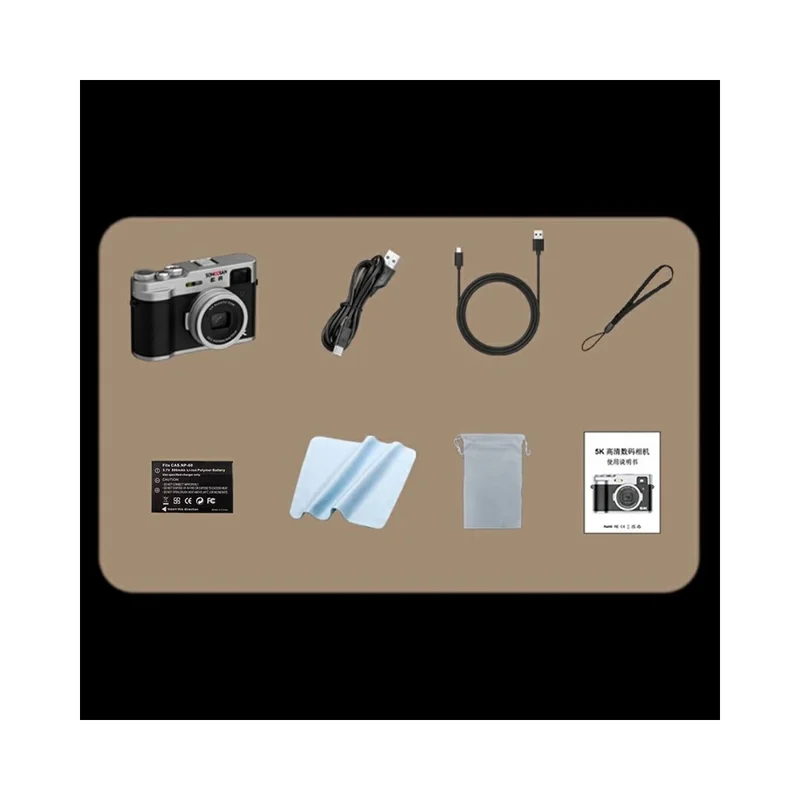 DC203 Digital Camera Dual Lens Front / Rear Quick Shooting HD Camera with 32GB Memory Card - Brown