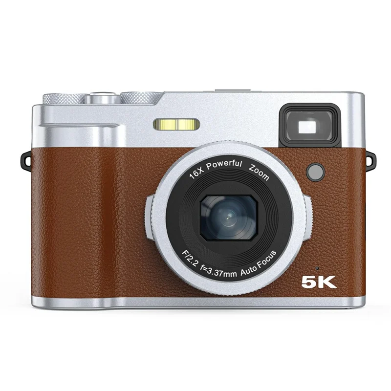 DC203 Digital Camera Dual Lens Front / Rear Quick Shooting HD Camera with 32GB Memory Card - Brown
