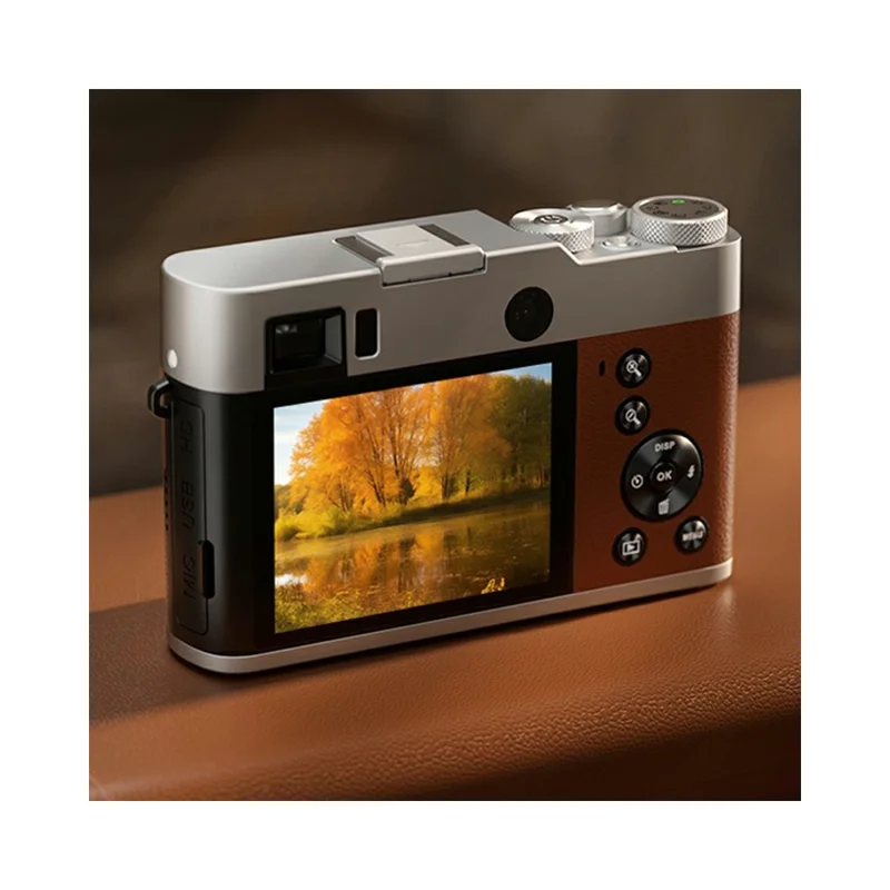 DC203 Digital Camera Dual Lens Front / Rear Quick Shooting HD Camera with 32GB Memory Card - Brown