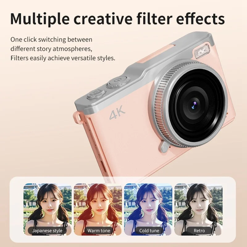 D72 2.4 Inch HD Flip Screen CCD Portable Digital Camera 4K Video Recording 16X Digital Zoom - Black