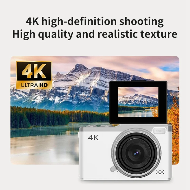 D72 2.4 Inch HD Flip Screen CCD Portable Digital Camera 4K Video Recording 16X Digital Zoom - Black