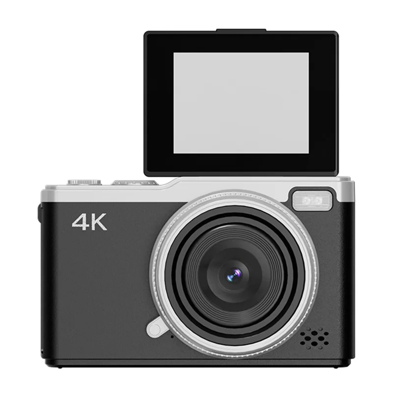 D72 2,4 tum HD-kikarskärm CCD-portabel digitalkamera 4K-videouppspelning 16X digital zoom, med 32 GB-kort - Svart