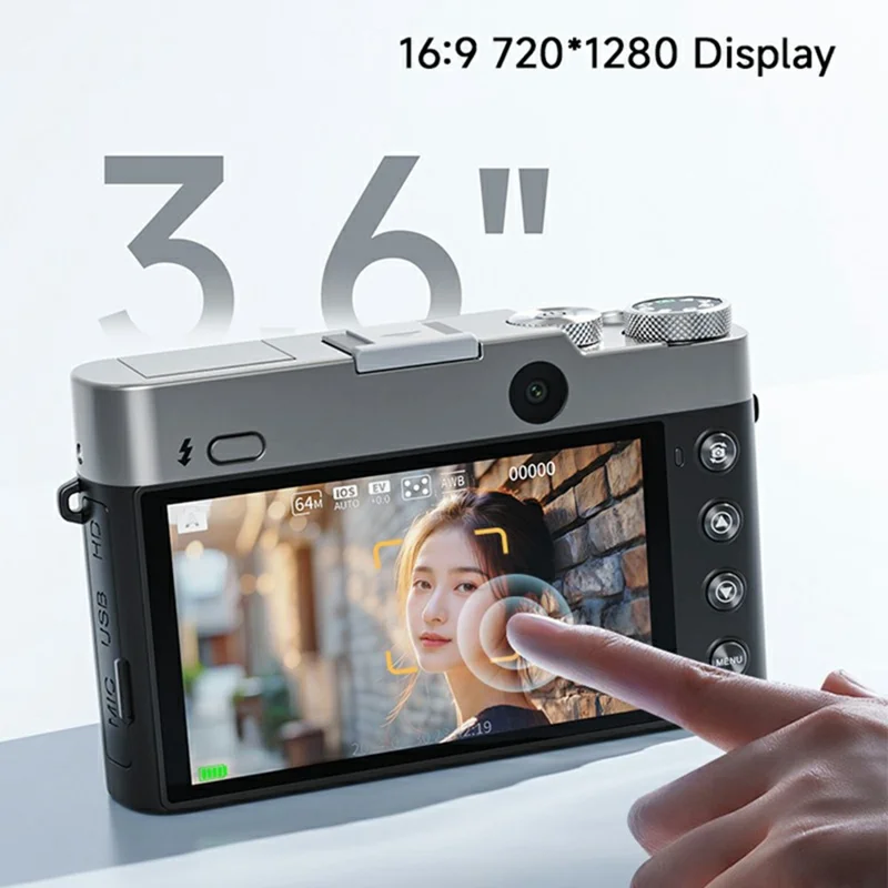 DC208N Digital Camera 48MP CMOS Sensor High Resolution Camera for Students Self Portrait Photography
