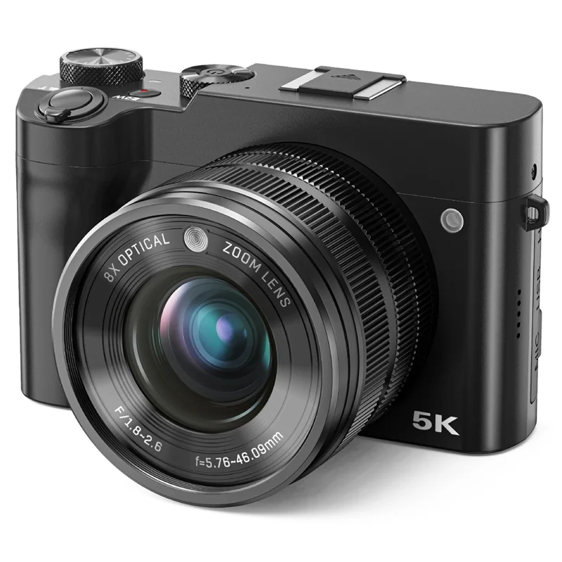 DC209X Digital Camera 8X Optical Zoom High Definition Shooting Camera with 5K Video Recording - Black
