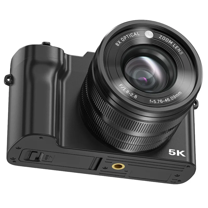DC209X Digital Camera 8X Optical Zoom High Definition Shooting Camera with 5K Video Recording - Black