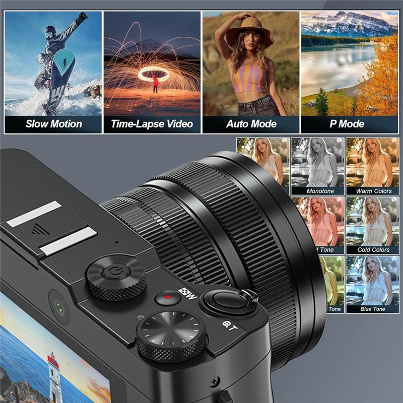 DC209X Digital Camera 8X Optical Zoom High Definition Shooting Camera with 5K Video Recording - Black