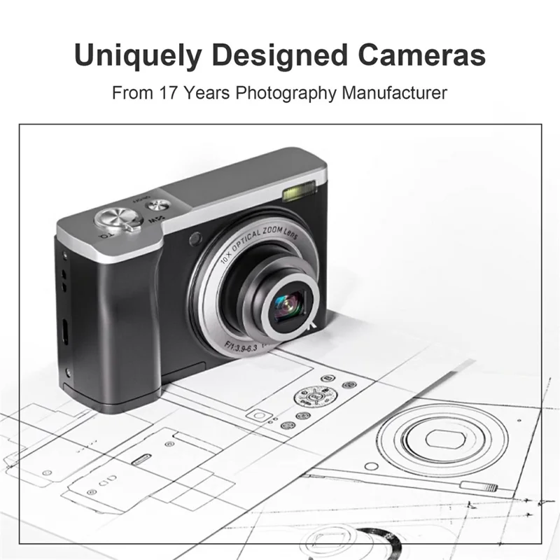 DC305X Digital Camera 5X Optical Zoom Anti Shake HD Dual Lens 5K Video Recorder, with 32GB Card - White / EU Plug