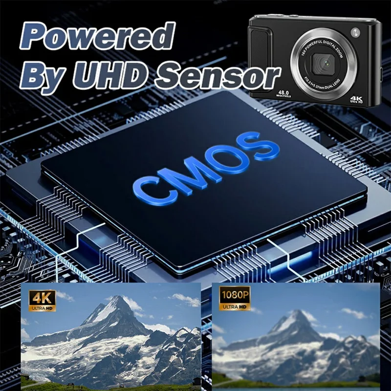 DC308 For Students 2.8 Inch IPS Screen Digital Camera 16X Zoom 4K HD Dual Lens Camcorder - White / EU Plug