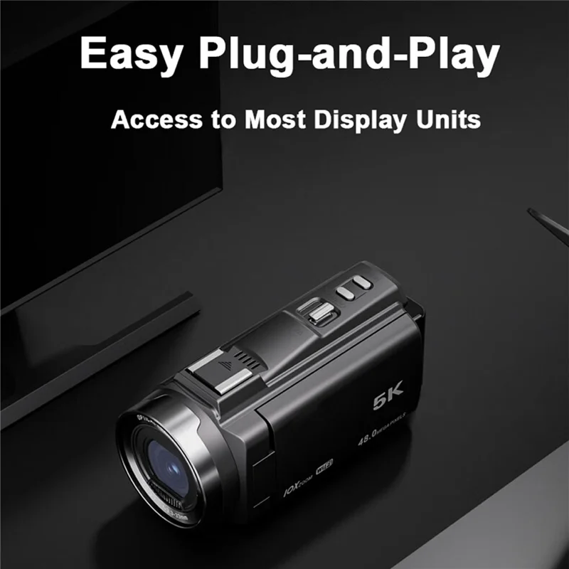 HDV-265K Digital Camera 5K Handheld Video Recorder 3X Optical Zoom 6 Axis Stabilization DV Camcorder, with 32GB Card - UK Plug