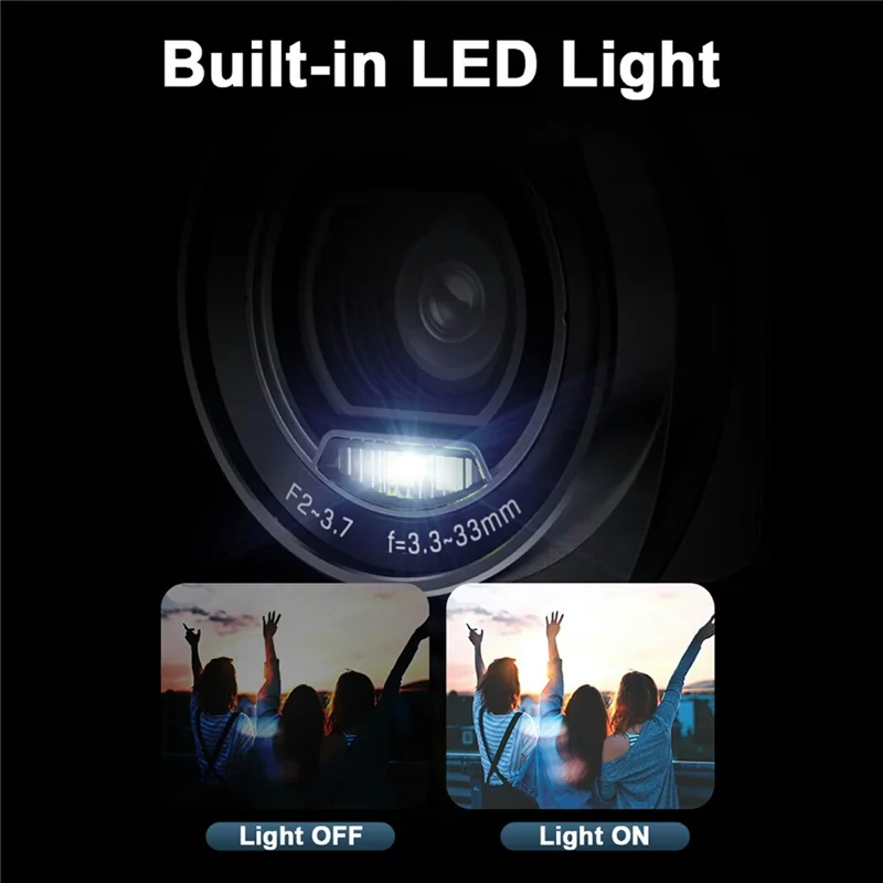 HDV-265K Digital Camera 5K Handheld Video Recorder 3X Optical Zoom 6 Axis Stabilization DV Camcorder, with 32GB Card - UK Plug