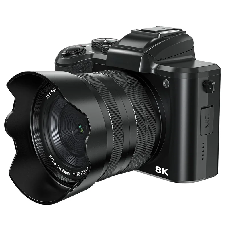 DC226 8K Digitalkamera 48MP Sensor för nybörjare för studenter Selfiekamera med 64GB minneskort / 2 batterier - EU-uttag