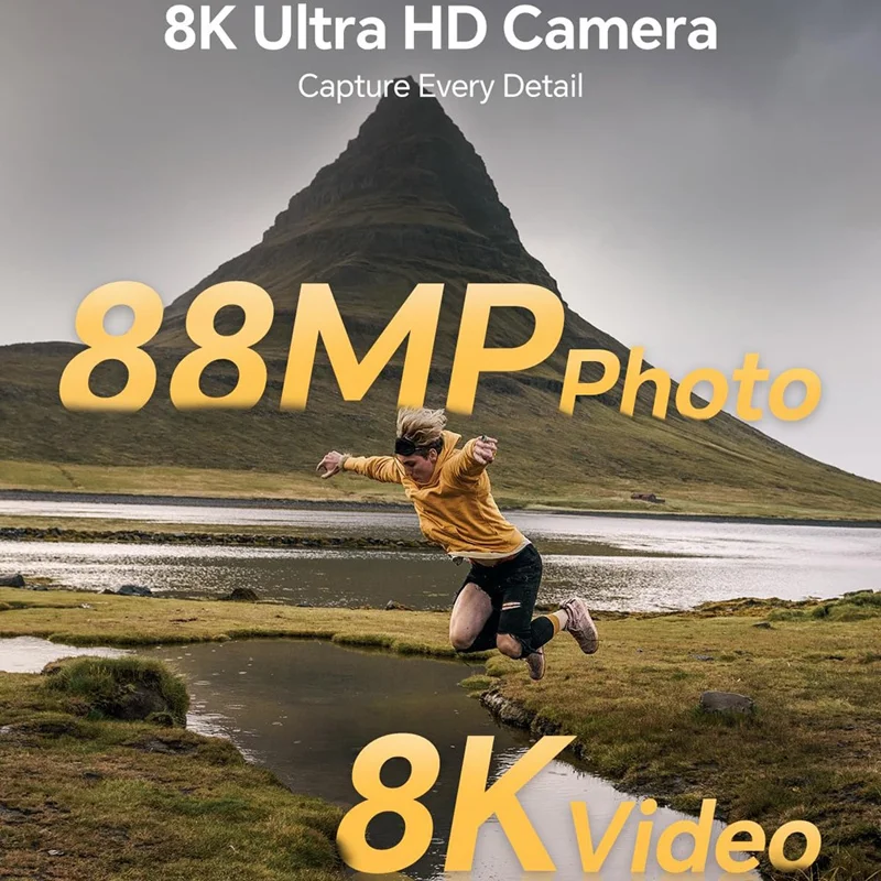 DC226 8K Digitalkamera 48MP Sensor för nybörjare för studenter Selfiekamera med 64GB minneskort / 2 batterier - EU-uttag