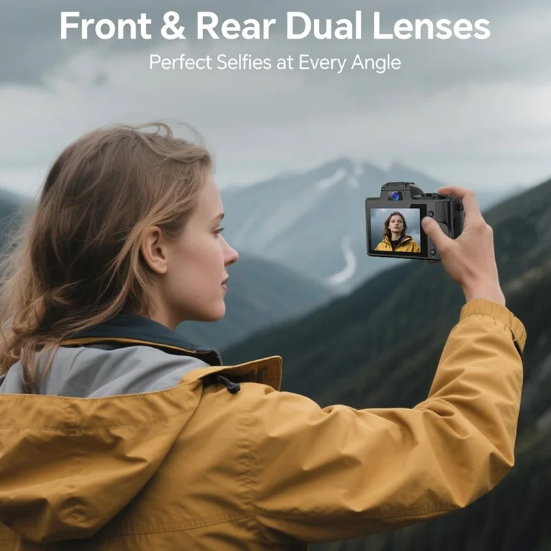 DC226 8K Digitalkamera 48MP Sensor för nybörjare för studenter Selfiekamera med 64GB minneskort / 2 batterier - EU-uttag