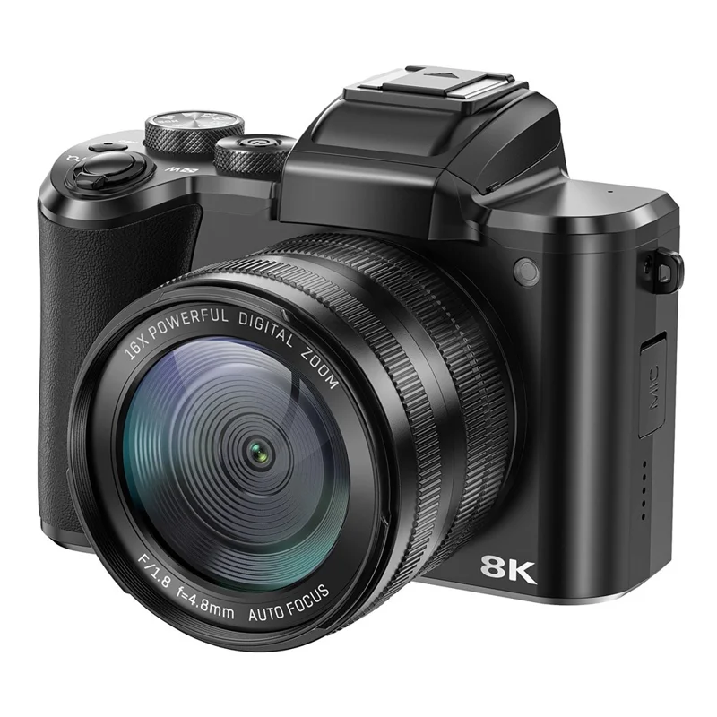 DC226 8K Digitalkamera 48MP Sensor för nybörjare för studenter Selfiekamera med 64GB minneskort / 2 batterier - EU-uttag