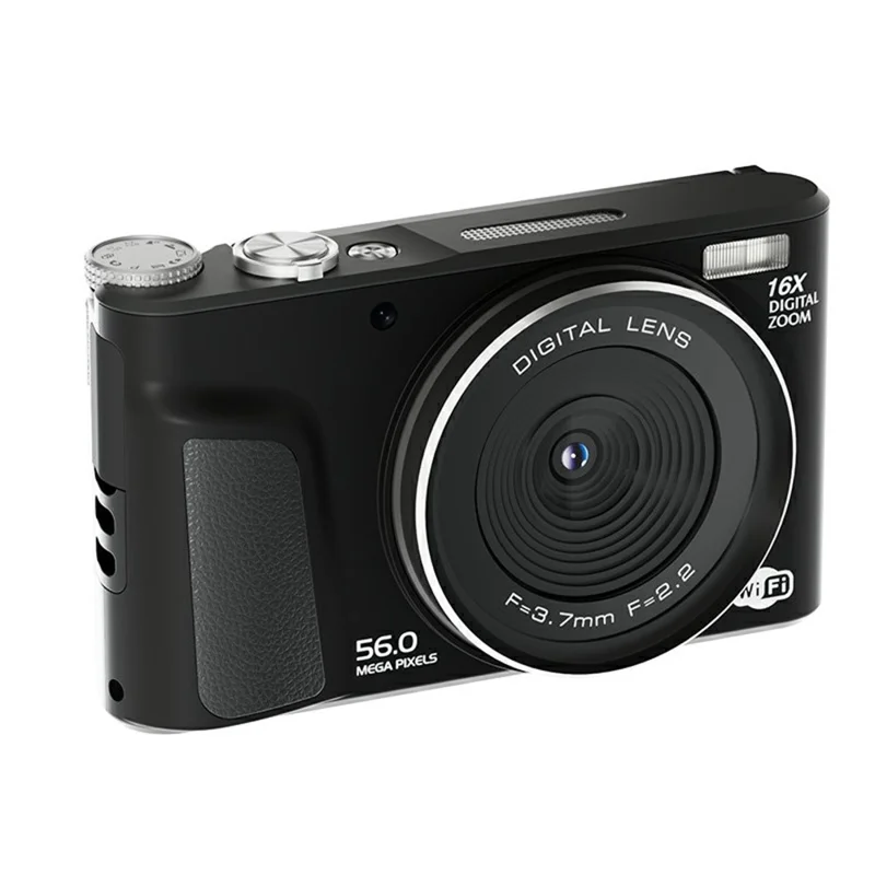 D01 2.8 Inch Flip Screen Portable Digital Camera 16X Zoom HD Photo Video CCD Support WiFi Transfer, with 32GB Card + Card Reader - Black