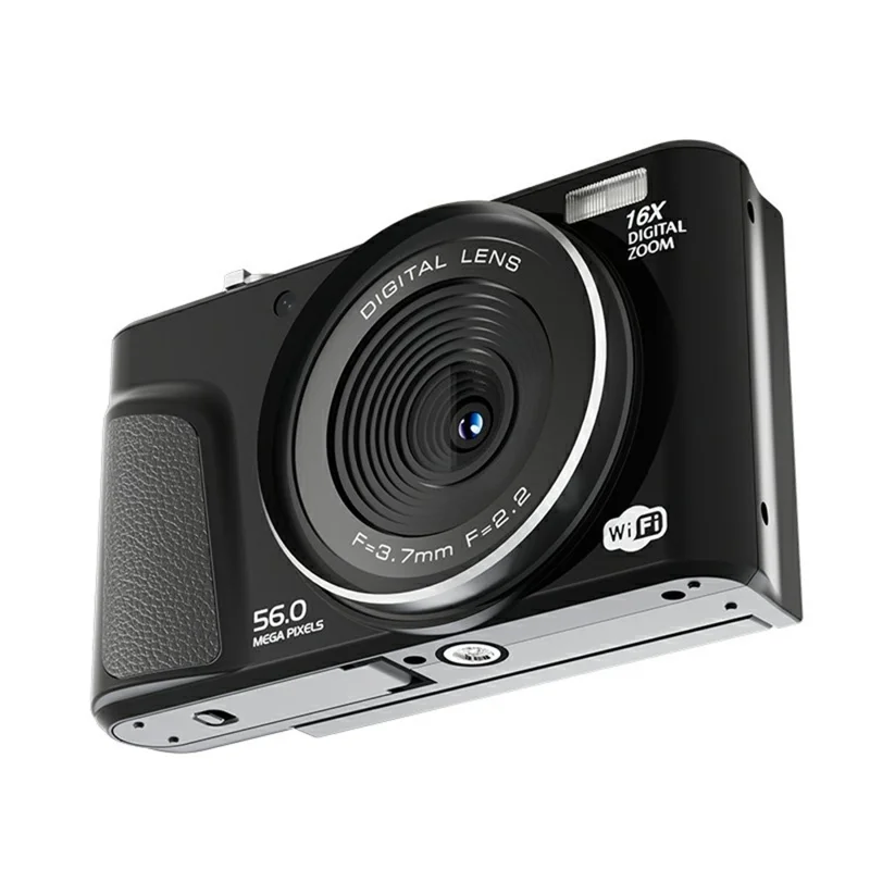 D01 2.8 Inch Flip Screen Portable Digital Camera 16X Zoom HD Photo Video CCD Support WiFi Transfer, with 32GB Card + Card Reader - Black