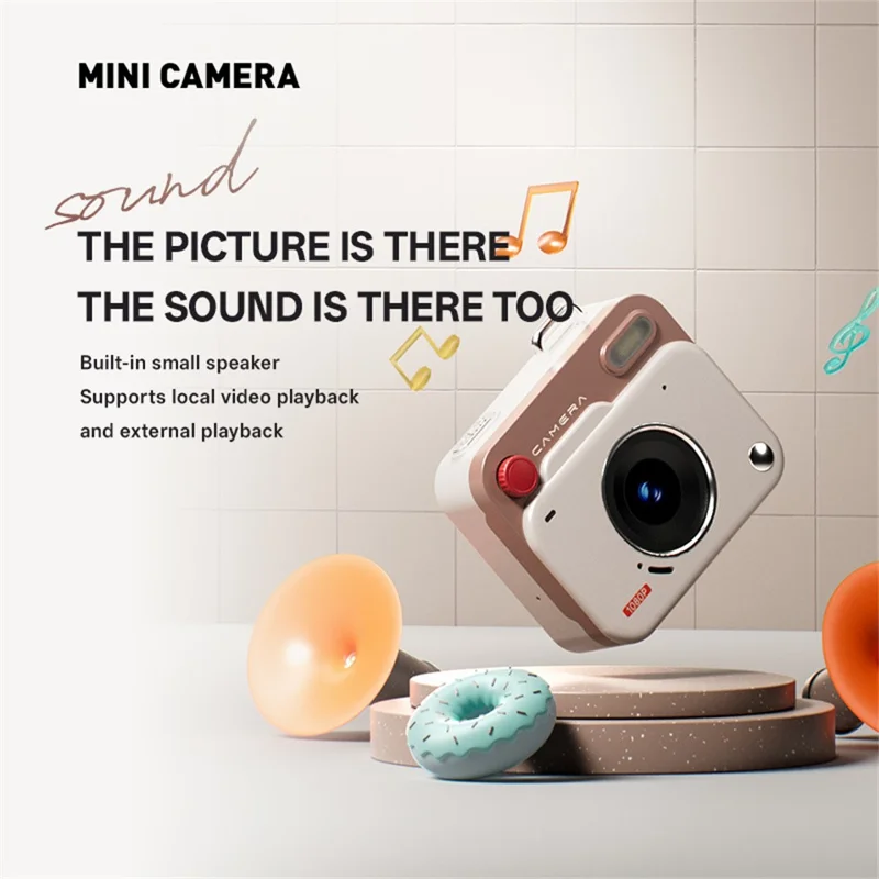 Y6000 Mini Keychain Retro Camera HD 1080P 48MP Tiny Pocket Size Photo Video for Travel Study Recording - Khaki