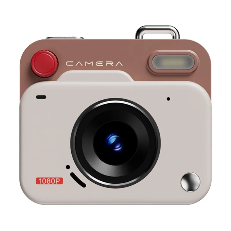 Y6000 Mini Keychain Retro Camera HD 1080P 48MP Tiny Pocket Size Photo Video for Travel Study Recording - Khaki