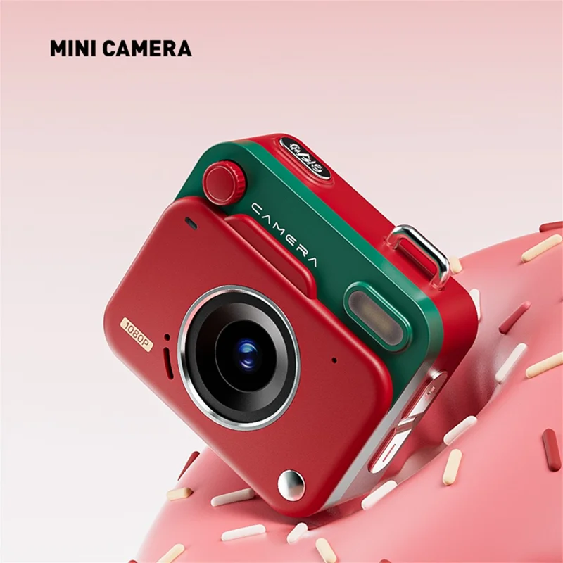 Y6000 Mini Keychain Retro Camera HD 1080P 48MP Tiny Pocket Size Photo Video for Travel Study Recording - Red