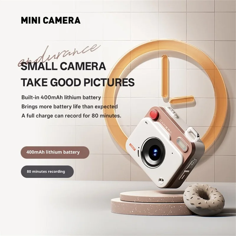 Y6000 Mini Keychain Retro Camera HD 1080P 48MP Tiny Pocket Size Photo Video for Travel Study Recording - Black