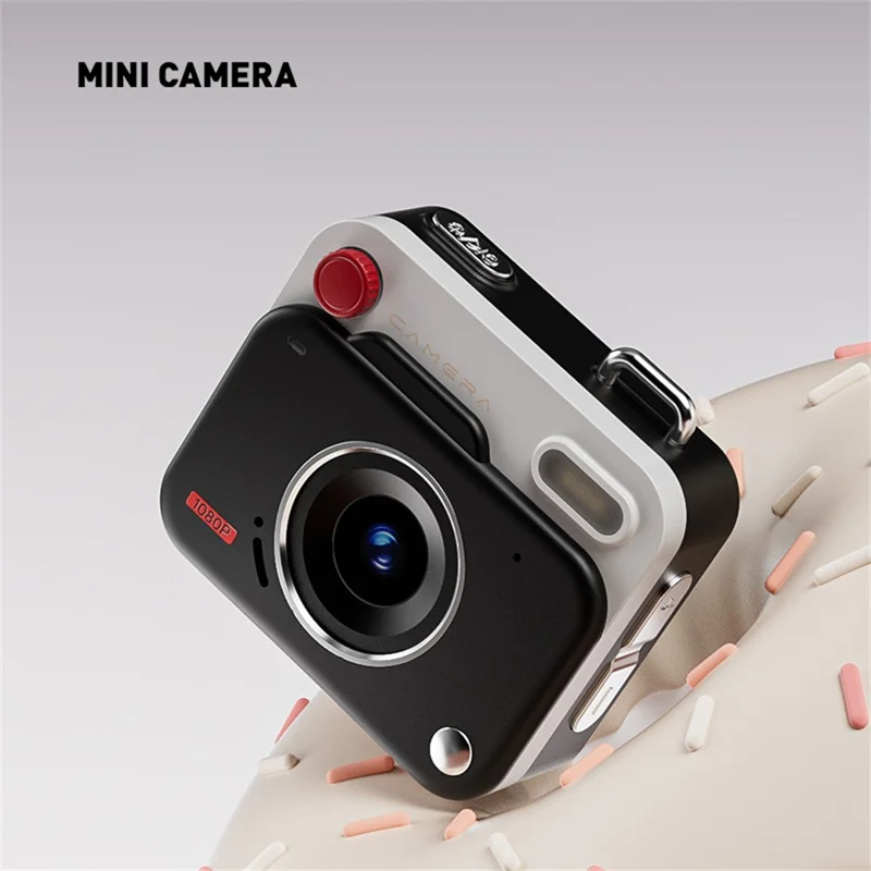 Y6000 Mini Keychain Retro Camera HD 1080P 48MP Tiny Pocket Size Photo Video for Travel Study Recording - Black