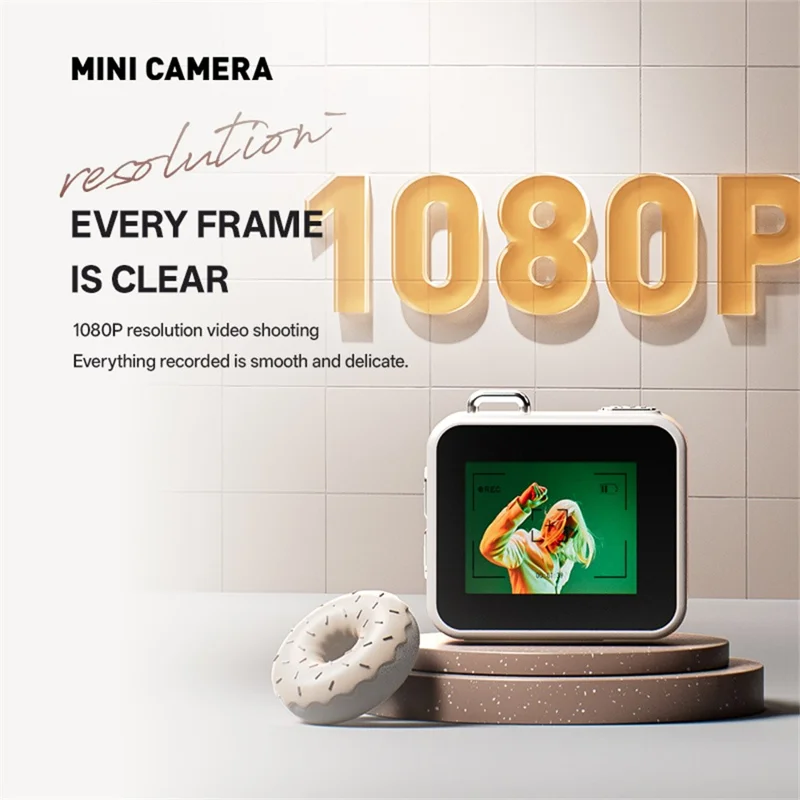 Y6000 Mini Keychain Retro Camera HD 1080P 48MP Tiny Pocket Size Photo Video for Travel Study Recording - Black